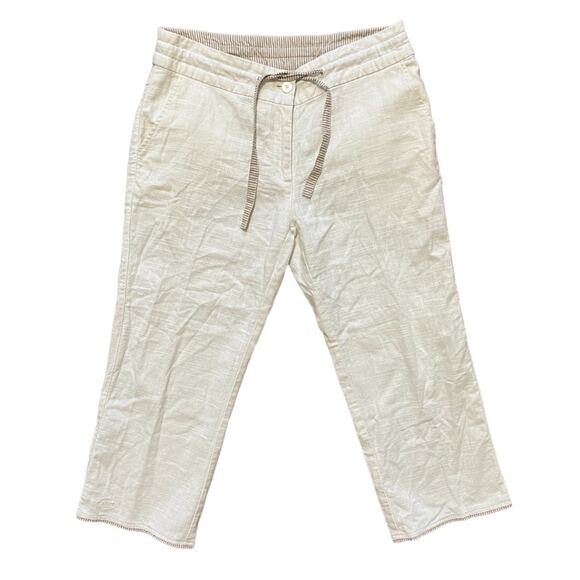 THE EARTH COLLECTION Linen Cotton Straight Leg Cropped Pants in Ivory SZ 10 - Picture 10 of 10